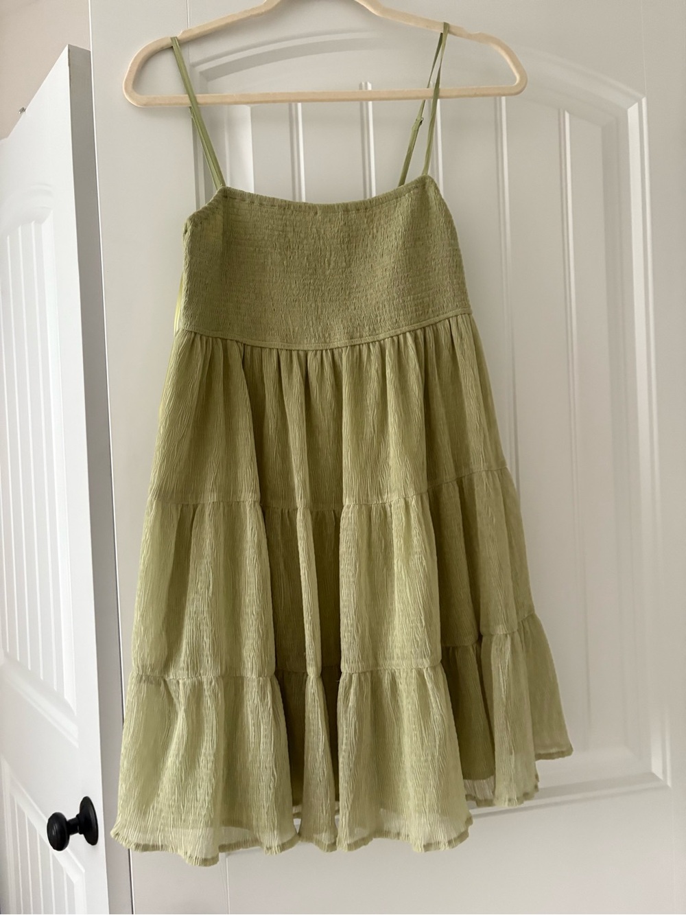 Le Lis Olive Green Tiered Mini Dress